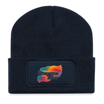 Rainbow Spectrum Name Tag Design - Recycled Patch Beanie - french navy - Front