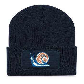 Escargot rétro bleu et rouge - Beanie recyclé à patch - bleu marine - Devant