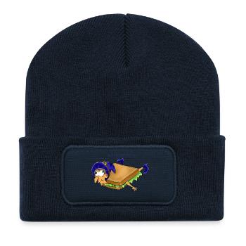 Witziges Sandwich-Mädchen Cartoon Design - Recycelte Patch Beanie - French Navy - Vorne