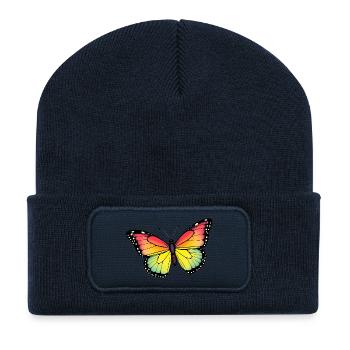 Schmetterling - Recycelte Patch Beanie - French Navy - Vorne