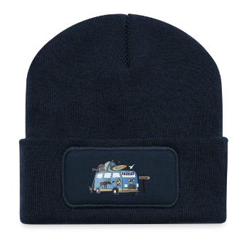 Moose and Camper Adventure Suède - Beanie recyclé à patch - bleu marine - Devant