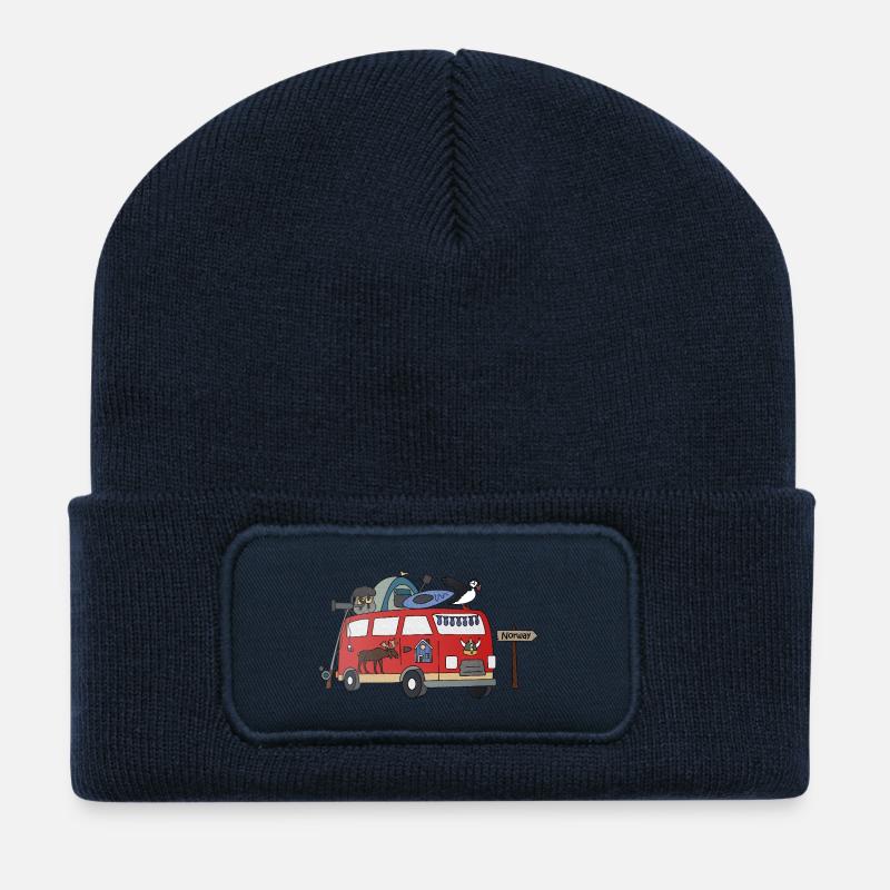 Fjord und Freiheit Camper Norwegen - Recycelte Patch Beanie - French Navy
