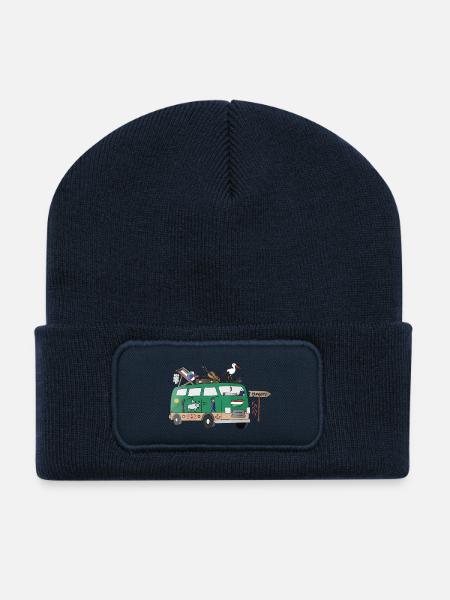 Paprika und Roadtrip Camper Ungarn - Recycelte Patch Beanie - French Navy