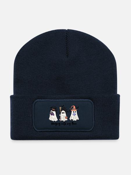 🧙 ♀️ Witchy Ghost Squad – Spooky & Cute 👻 - Recycled Patch Beanie - french navy