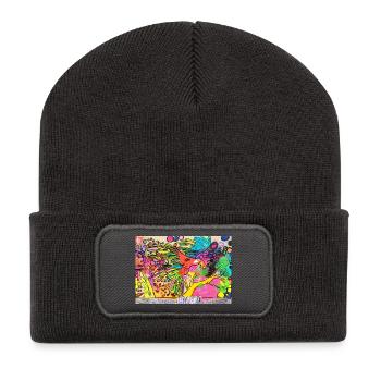 Perroquet coloré - Beanie recyclé à patch - charbon - Devant