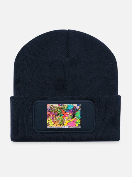 Colorful parrot - Recycled Patch Beanie - french navy