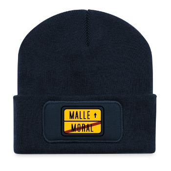 Malle statt Moral – Lustiges Party Design - Recycelte Patch Beanie - French Navy - Vorne