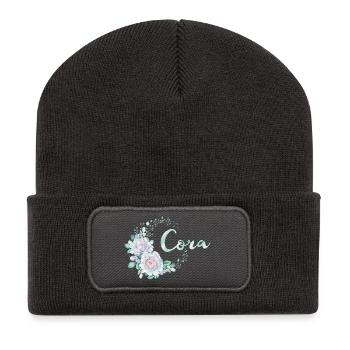 Für Cora - Recycelte Patch Beanie - Dunkelgrau - Vorne