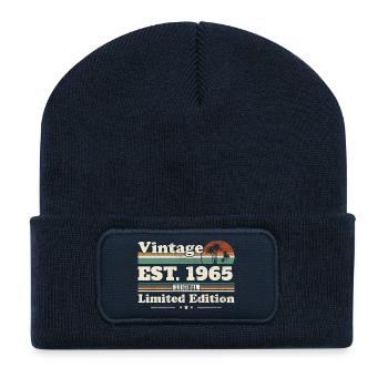  1965 Vintage Rétro Cadeau D'anniversaire - Beanie recyclé à patch - bleu marine - Devant
