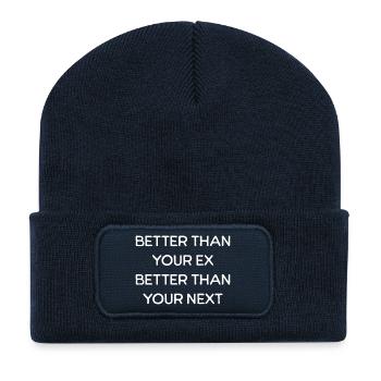 Better Than Your Ex Text  - Recycled Patch Beanie - french navy - Front