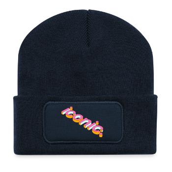 Iconic Retro 3D Typography Design - Recycelte Patch Beanie - French Navy - Vorne