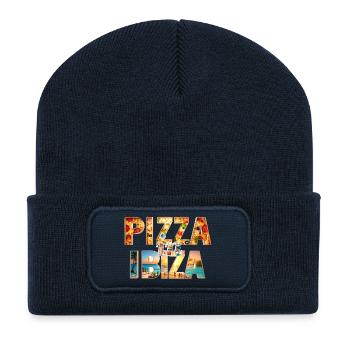 Pizza à Ibiza - Beanie recyclé à patch - bleu marine - Devant