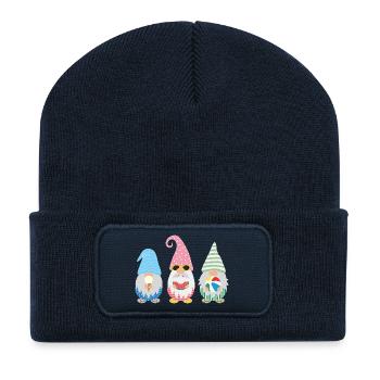 Cheerful Garden Gnome Trio Summer Mix - Recycled Patch Beanie - french navy - Front