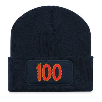 100. 100 ANS. 100e ANNIVERSAIRE. ANNIVERSAIRE 100  - Beanie recyclé à patch - bleu marine - Devant