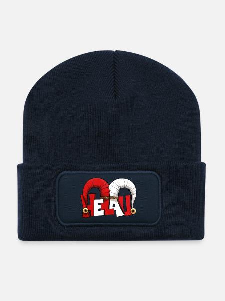 Narrenkappe Karneval Fasching Joker Helau Gruß  - Recycelte Patch Beanie - French Navy