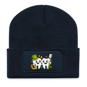 Drôle de dentiste St Patricks Art - Beanie recyclé à patch - bleu marine - Devant
