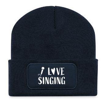 I love singing - Musik Musiker Sänger Sängerin - Recycelte Patch Beanie - French Navy - Vorne