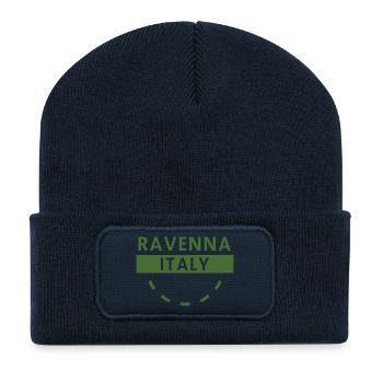 Ravenna Italien Grünes Logo - Recycelte Patch Beanie - French Navy - Vorne