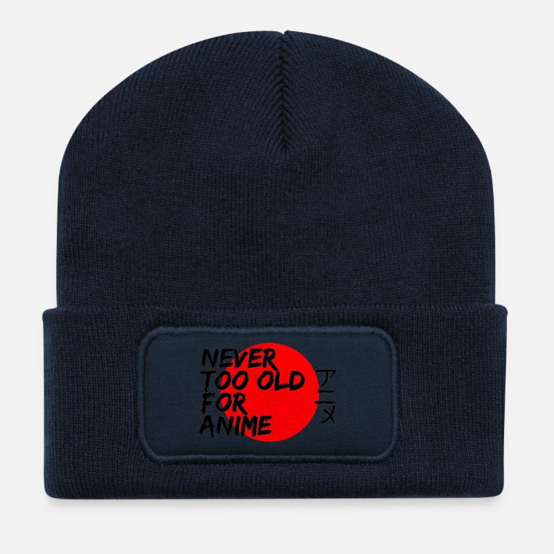 Never Too Old For Anime Japan Streetwear Design - Recycelte Patch Beanie - French Navy