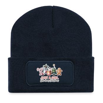Only one girl loves Christmas - Recycled Patch Beanie - french navy - Front