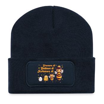 Queen Bee Girl Motivation School Dream - Recycled Patch Beanie - french navy - Front