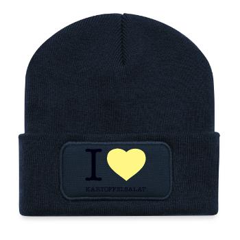 I love Kartoffelsalat - Recycelte Patch Beanie - French Navy - Vorne
