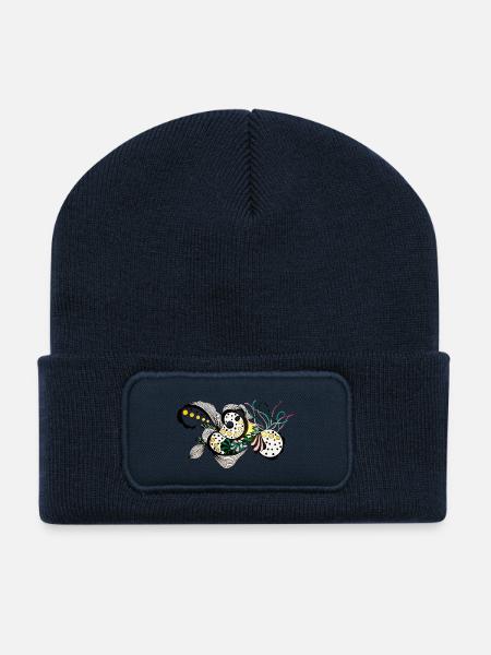 Blütenwirbel Fantasie Muster - Recycelte Patch Beanie - French Navy