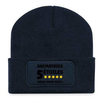 ANIMATRICE - Beanie recyclé à patch - bleu marine - Devant