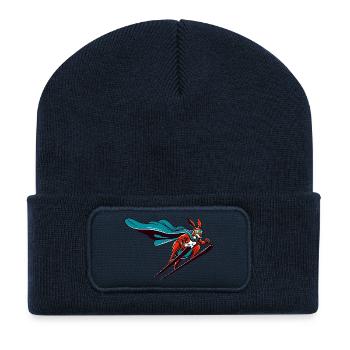 Skiing super bunny with cape and ski goggles - Recycled Patch Beanie - french navy - Front