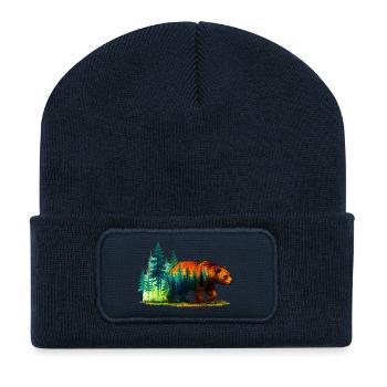 Ours Forêt Réflexion Randonnée Nature sauvage - Beanie recyclé à patch - bleu marine - Devant