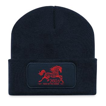 Chinese New year of the Horse 2026 - Recycled Patch Beanie - french navy - Front