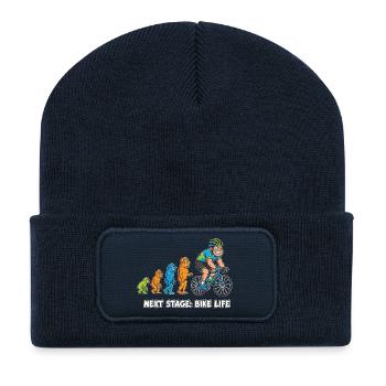Entwicklung zum Fahrradleben - Recycelte Patch Beanie - French Navy - Vorne