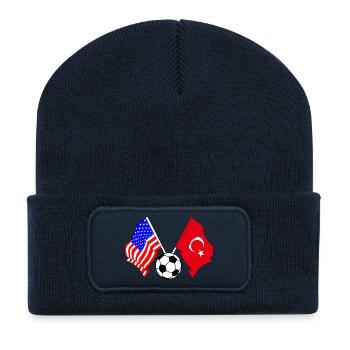 Football Turquie vs États-Unis - Beanie recyclé à patch - bleu marine - Devant