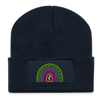 Quand l’amour devient vie - Bébé 2026 - Beanie recyclé à patch - bleu marine - Devant