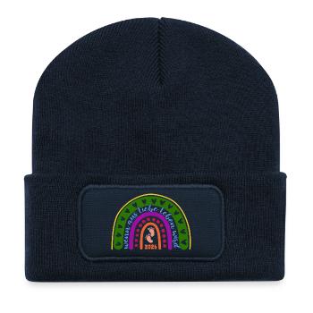 Quand l’amour devient vie - Bébé 2026 - Beanie recyclé à patch - bleu marine - Devant