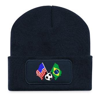 Football Brazil vs USA - Recycled Patch Beanie - french navy - Front