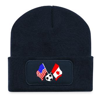 Football Canada vs États-Unis - Beanie recyclé à patch - bleu marine - Devant