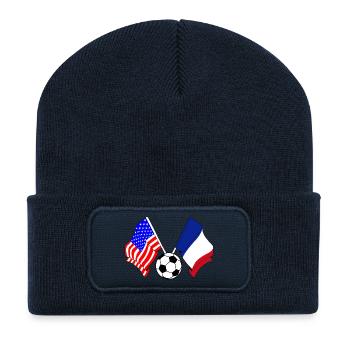 Football France vs USA - Beanie recyclé à patch - bleu marine - Devant