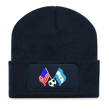 Football Argentine vs USA - Beanie recyclé à patch - bleu marine - Devant