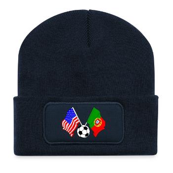 Football Portugal vs USA - Beanie recyclé à patch - bleu marine - Devant