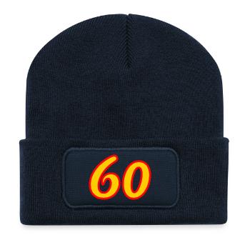 60. 60 ANS. 60e ANNIVERSAIRE. ANNIVERSAIRE 60 ANS. - Beanie recyclé à patch - bleu marine - Devant