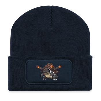 Yganon - Beanie recyclé à patch - bleu marine - Devant