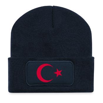 Croissant-Rouge et Dinde étoile - Beanie recyclé à patch - bleu marine - Devant