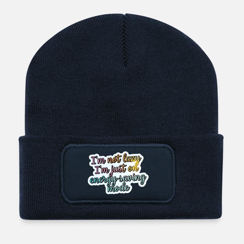 Not lazy – power saving mode - Recycled Patch Beanie - french navy