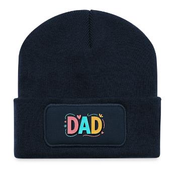 Pastellverlauf Dad Hearts Design - Recycelte Patch Beanie - French Navy - Vorne