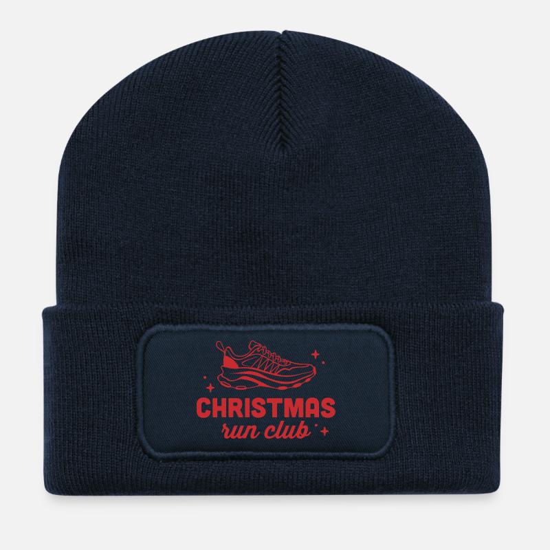 Weihnachtslauf-Club-Laufläufer-Matching - Recycelte Patch Beanie - French Navy