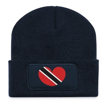 Drapeau en forme de cœur de Trinité-et-Tobago - Beanie recyclé à patch - bleu marine - Devant