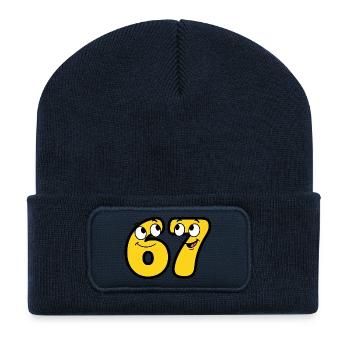 Funny Yellow Cartoon Meme Number 67 - Recycled Patch Beanie - french navy - Front