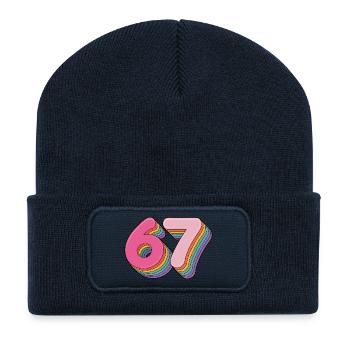 67 - Funny Six Seven T-Shirt - Recycled Patch Beanie - french navy - Front