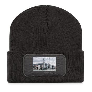 Hong Kong Island Skyline Vintage Panorama Souvenir - Recycelte Patch Beanie - Dunkelgrau - Vorne